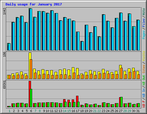 Daily usage for January 2017