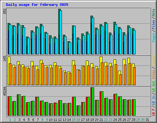 Daily usage for February 2025