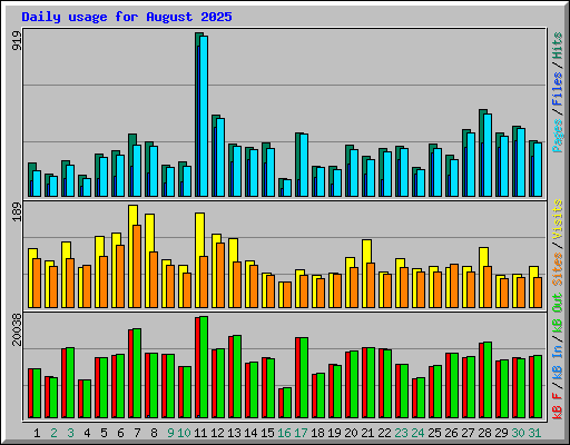 Daily usage for August 2025