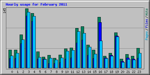 Hourly usage for February 2011
